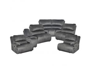 Clonmel 6-Piece Reclining Sectional with Console in Charcoal