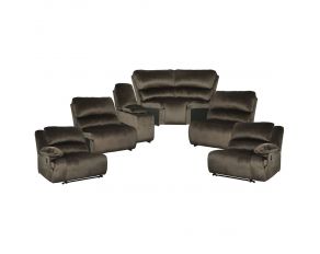 Clonmel 6-Piece Reclining Sectional with Console and Armless Chair in Chocolate