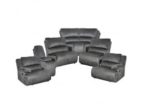 Clonmel 6-Piece Reclining Sectional with Armless Chair in Charcoal