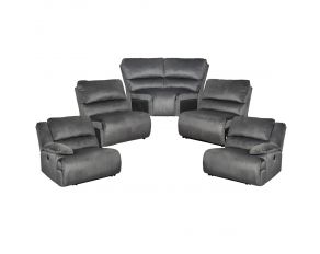 Clonmel 5-Piece Power Reclining Sectional with Armless Chair in Charcoal