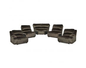 Clonmel 5-Piece Reclining Sectional with Armless Chair in Chocolate