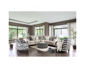 Patricia Sectional Living Room Set in Ivory
