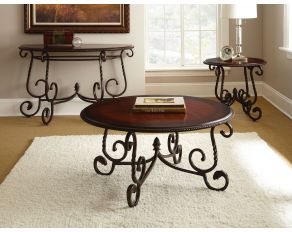 Crowley Occasional Table Set in Dark Cherry with Hand Applied Burnish