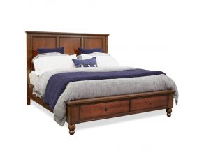 Cambridge Traditional California King Panel Storage Bed in Brown Cherry