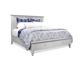 Cambridge Traditional King Panel Storage Bed in Light Gray Paint