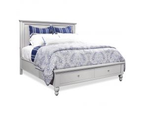 Cambridge Traditional Queen Panel Storage Bed in Light Gray Paint