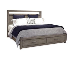 Modern Loft King Panel Storage Bed in Greystone