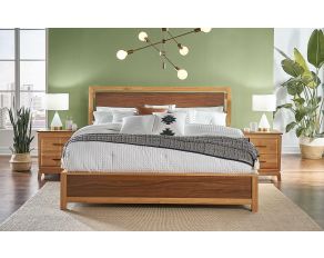 Modway Queen Panel Angled Bed in Warm Walnut