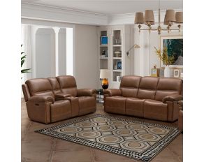 Sedrick Power Reclining Living Room Set in Spence Caramel