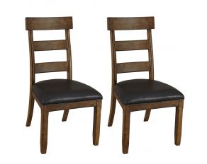Ozark Set of 2 Plank Upholstered Side Chairs in Warm Pecan