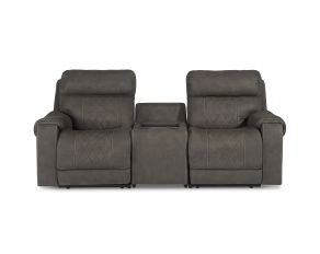 Hoopster 3-Piece Power Reclining Loveseat with Console in Gunmetal