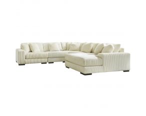 Lindyn 5-Piece Sectional with Right Arm Facing Chaise in Ivory