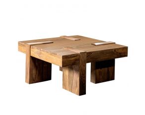 Wooden Square Coffee Table in Natural Sheesham