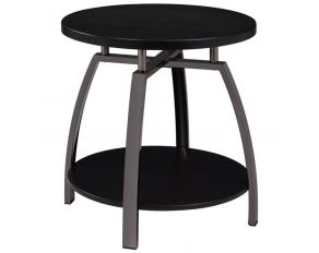 Dacre Round End Table in Dark Grey and Black Nickel