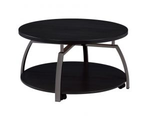 Dacre Round Coffee Table in Dark Grey and Black Nickel