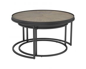 Rodrigo 2-Piece Round Nesting Tables in Weathered Elm