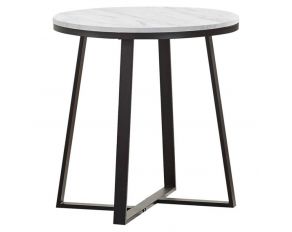 Metal Base Round End Table in White and Matte Black