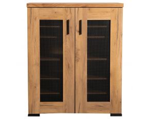 Cynthia Metal Mesh Door Accent Cabinet in Golden Oak