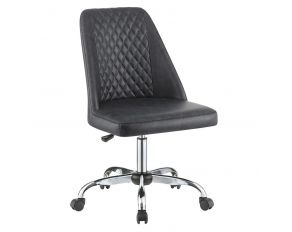 Althea Upholstered Tufted Back Office Chair in Grey and Chrome