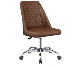 Althea Upholstered Tufted Back Office Chair in Brown and Chrome