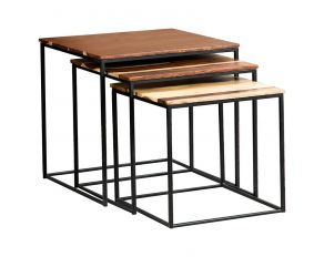 3-Piece Square Nesting Tables in Natural And Black