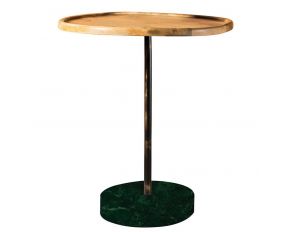 Round Marble Base Accent Table in Natural And Green