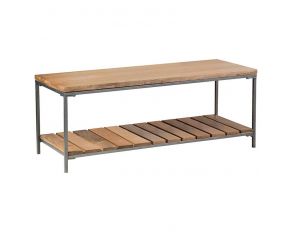 Accent Bench with Slat Shelf Natural and Gunmetal