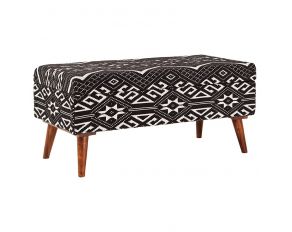 Upholstered Storage Bench in Black And White