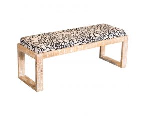 Sled Leg Upholstered Accent Bench in Black And White