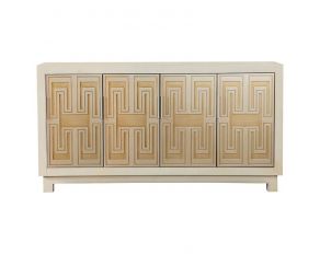 Rectangular 4-Door Accent Cabinet in White And Gold