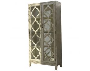 2-Door Lattice Tall Accent Cabinet in Antique White