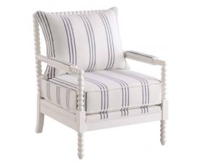 Blanchett Accent Chair with Spindle Accent in White and Navy