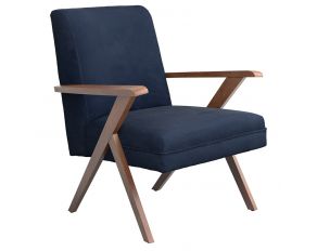 Monrovia Wooden Arms Accent Chair in Dark Blue And Walnut