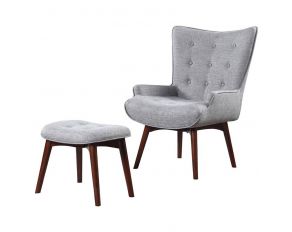 Upholstered Accent Chair with Ottoman in Grey and Brown