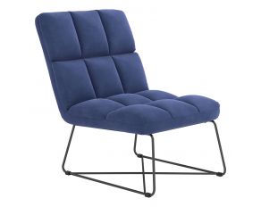 Armless Upholstered Accent Chair in Midnight Blue