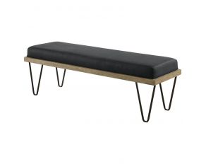 Upholstered Bench With Hairpin Legs in Black