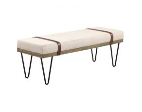 Upholstered Bench Beige and Black