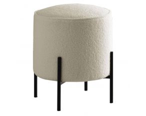 Basye Round Ottoman in Beige and Matte Black