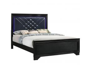 Penelope Queen Bed With LED Lighting Black And Midnight Star