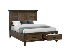 Franco Queen Storage Bed in Burnished Oak