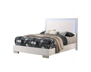 Felicity Full Panel Bed With LED Lighting in Glossy White