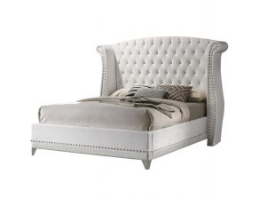 Barzini Queen Wingback Tufted Bed in White