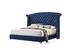 Melody Queen Wingback Upholstered Bed in Pacific Blue