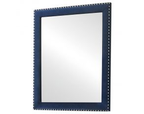 Melody Rectangular Upholstered Dresser Mirror in Pacific Blue
