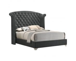 Melody King Wingback Upholstered Bed in Grey