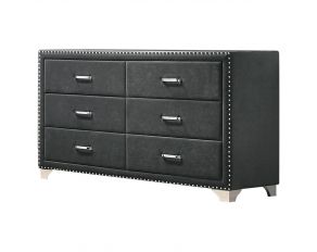 Melody 6 Drawer Upholstered Dresser in Grey