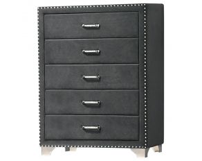 Melody 5 Drawer Upholstered Chest in Grey