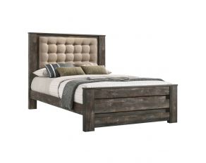 Ridgedale Tufted Headboard King Bed in Latte And Weathered Dark Brown