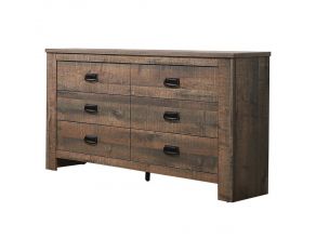 Frederick 6 Drawer Dresser in Weathered Oak