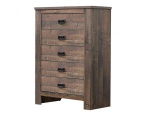 Frederick 5 Drawer Chest in Weathered Oak